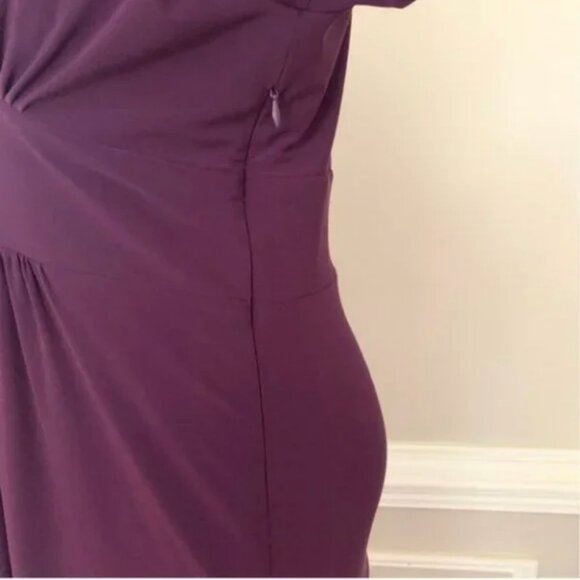 Evan-Picone Women's V-Neck Purple Cinced Waist Cocktail Dinner Dress Size 8P - Picture 5 of 7